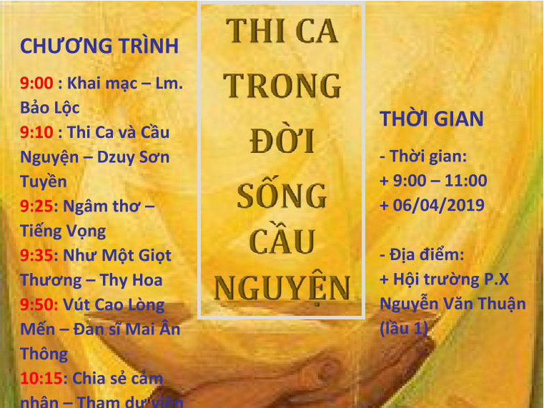 Sinh hoạt chuyên đề ngày 6.4.2019 của Học viện Mục vụ TGP. Sài Gòn: "Thi ca trong đời sống cầu nguyện"