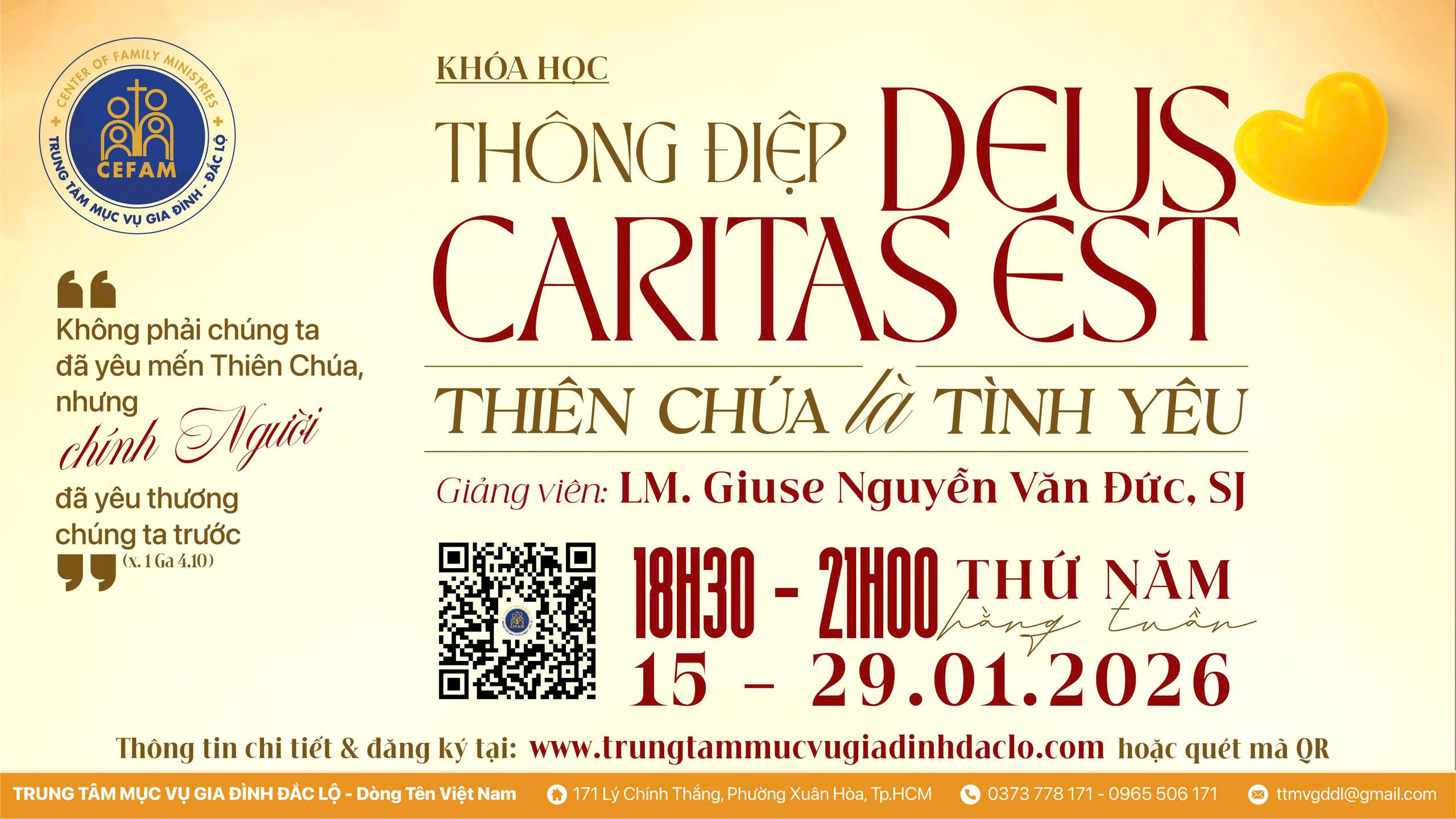 Khóa học “Thông Điệp Deus Caritas Est” (Thiên Chúa Là Tình Yêu)
