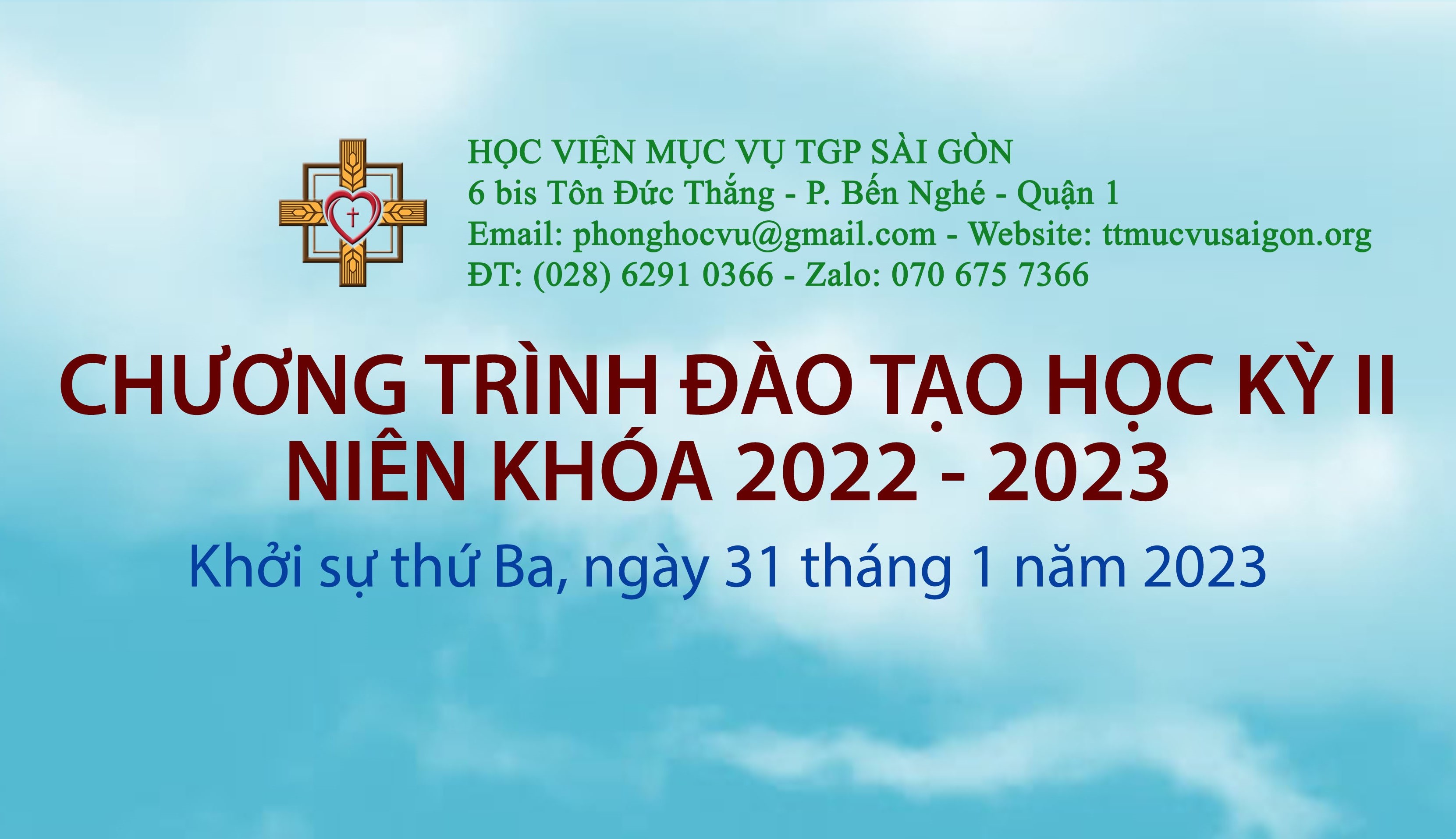 Học viện Mục vụ TGP Sài Gòn: Thông báo chiêu sinh các khóa học mới