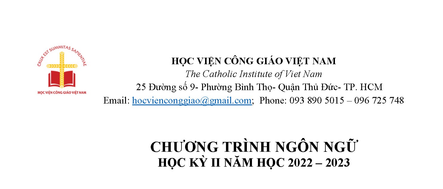 Học viện Công giáo Việt Nam: tiếp tục mở các khóa học ứng dụng chương trình Ngôn ngữ 2023