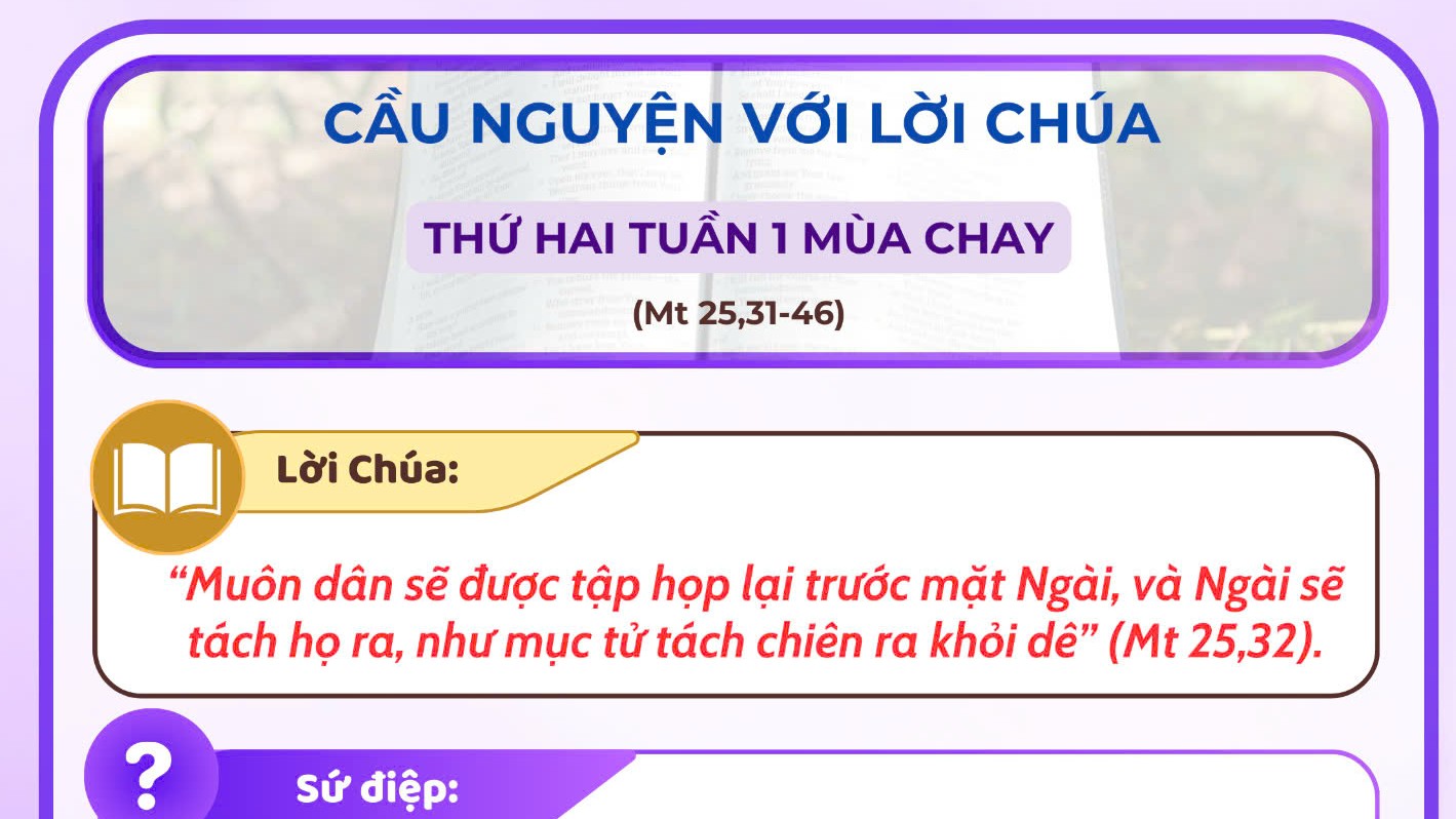 Cầu nguyện với Lời Chúa: Thứ Hai Tuần 1 Mùa Chay