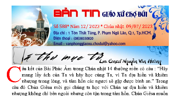 Bản Tin 588 Giáo Xứ Chợ Đũi