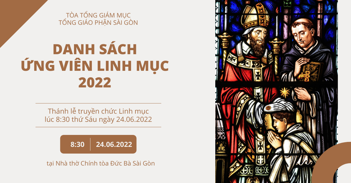 Tòa Tổng Giám mục Sài Gòn: Danh sách Ứng viên linh mục 2022