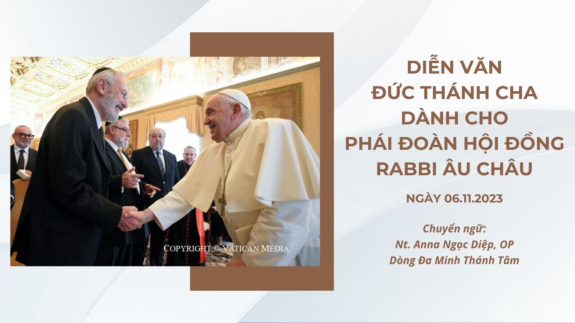Diễn văn Đức Thánh Cha dành cho phái đoàn Hội đồng Rabbi Âu Châu