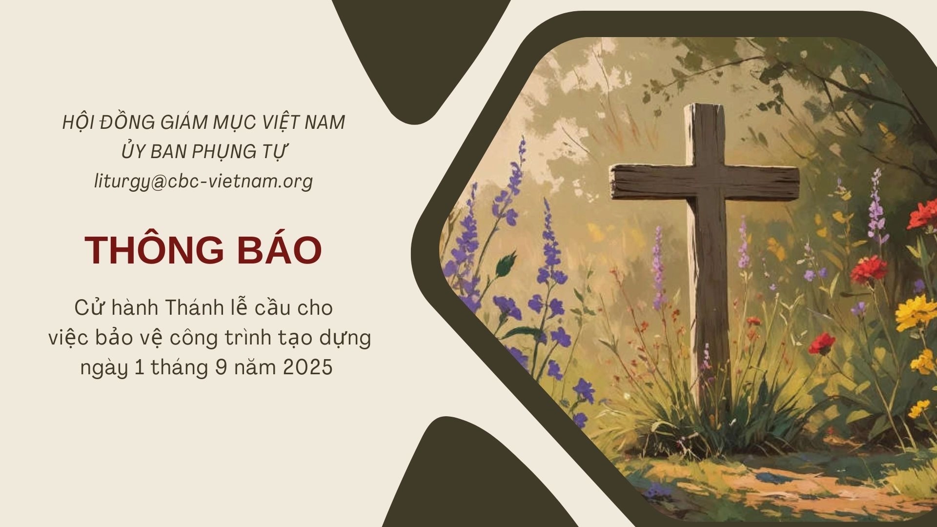 Uỷ ban Phụng Tự: Thông báo cử hành Thánh lễ cầu cho việc bảo vệ công trình tạo dựng ngày 1.9.2025