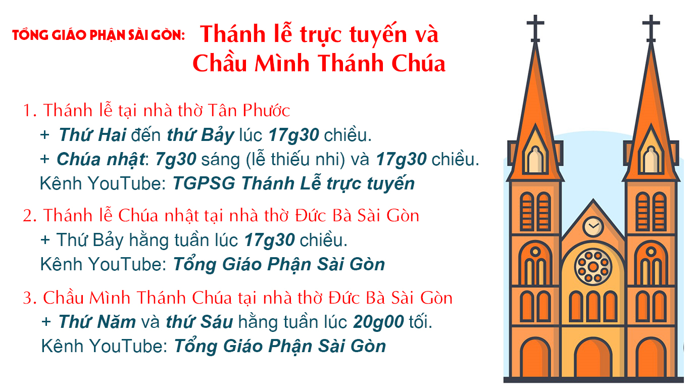 Tổng Giáo phận Sài Gòn: Phụng vụ trực tuyến từ 19-9-2020 đến 25-9-2020