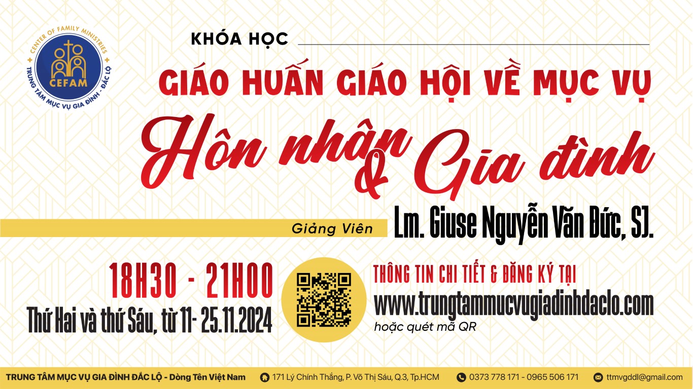 Khóa học: “Giáo Huấn Giáo Hội về Mục Vụ Hôn Nhân và Gia Đình”