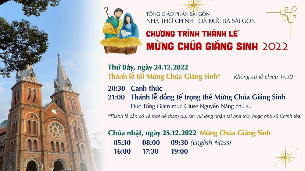 Nhà thờ Đức Bà Sài Gòn: Chương trình thánh lễ mừng Chúa Giáng sinh 2022