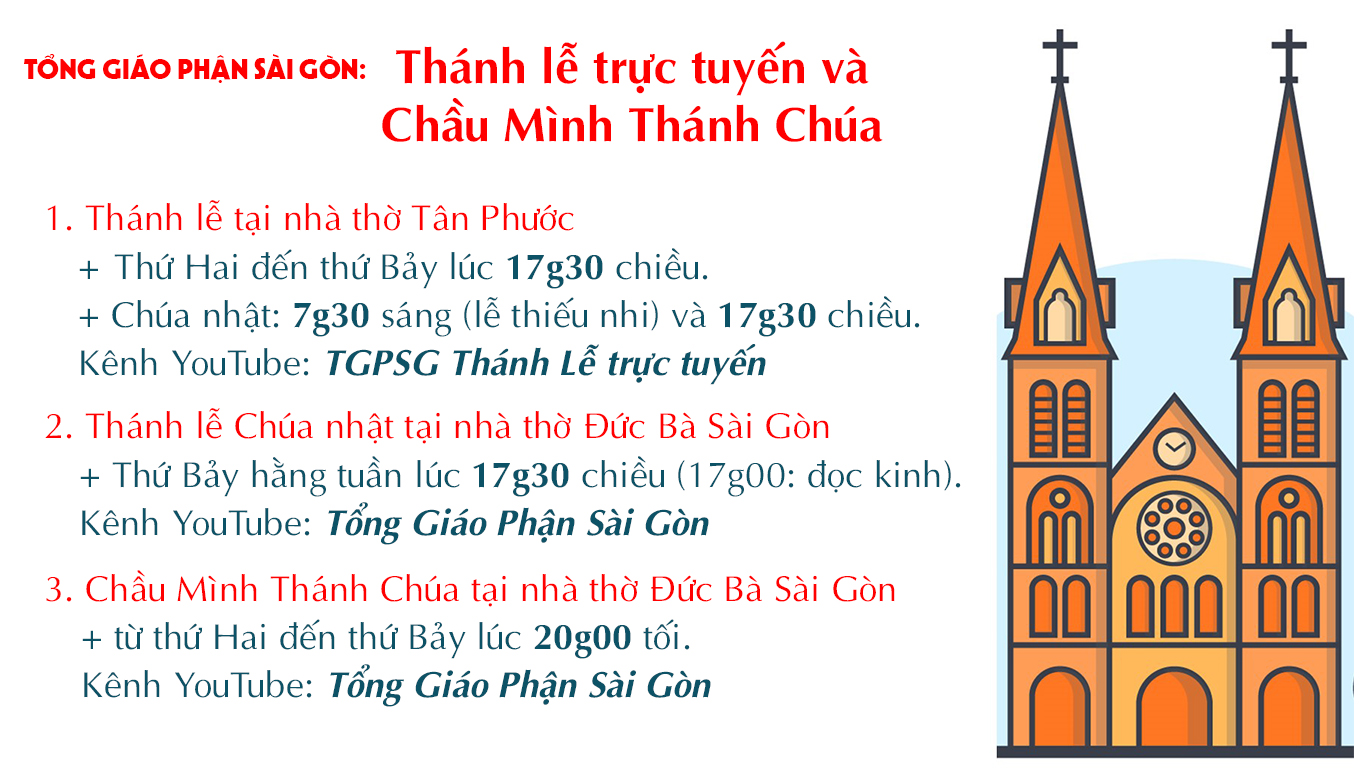 Tổng Giáo phận Sài Gòn: chương trình trực tuyến từ ngày 18-5-2020 đến ngày 24-5-2020