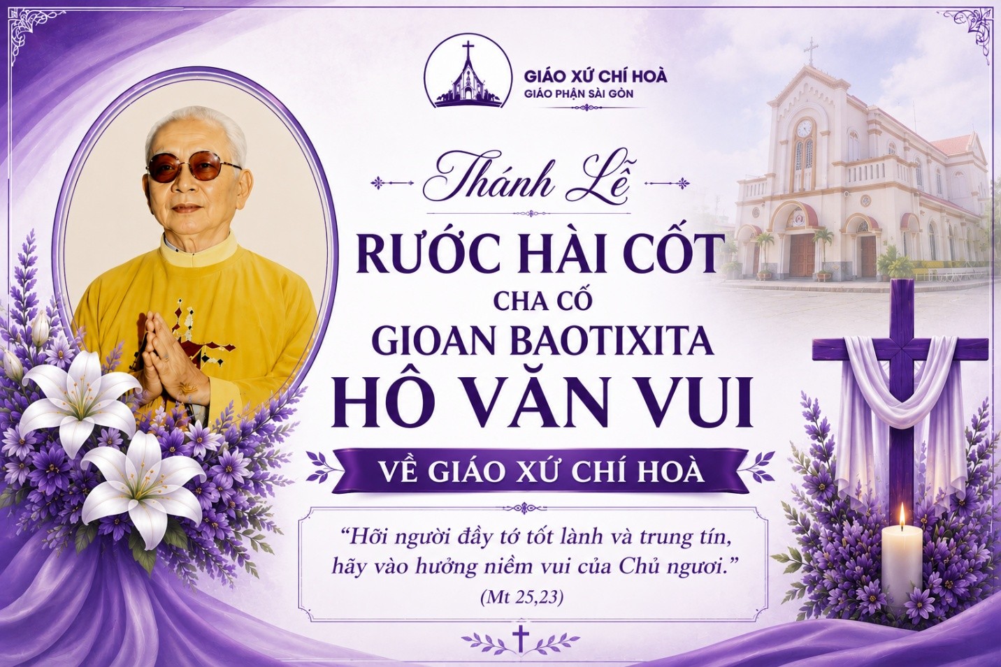 Giáo xứ Chí Hoà: Thánh lễ rước hài cốt Cha cố Gioanbaotixita Hồ Văn Vui