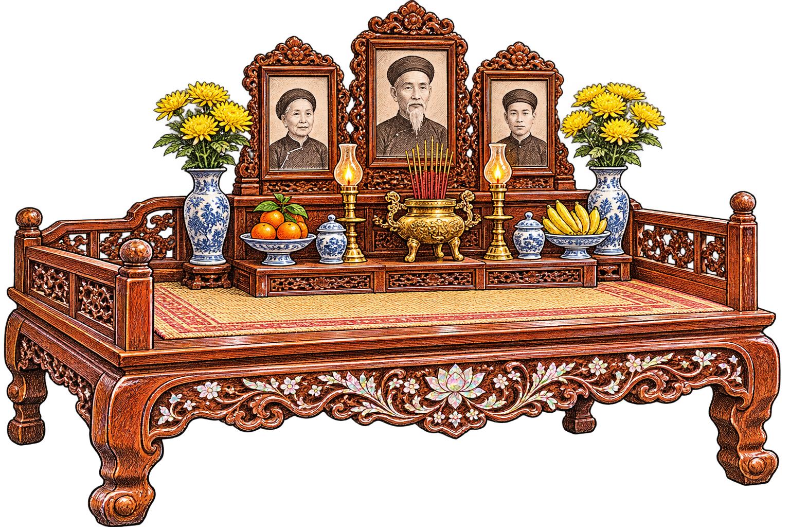 Bàn thờ gia tiên - giường thờ: Từ không gian thờ tự truyền thống Việt Nam đến bàn thờ gia tiên trong gia đình Công giáo