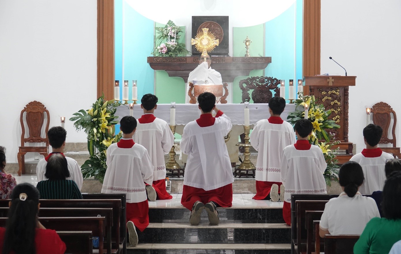 Giáo xứ Nhân Hòa: Chầu Thánh Thể thay Tổng Giáo Phận