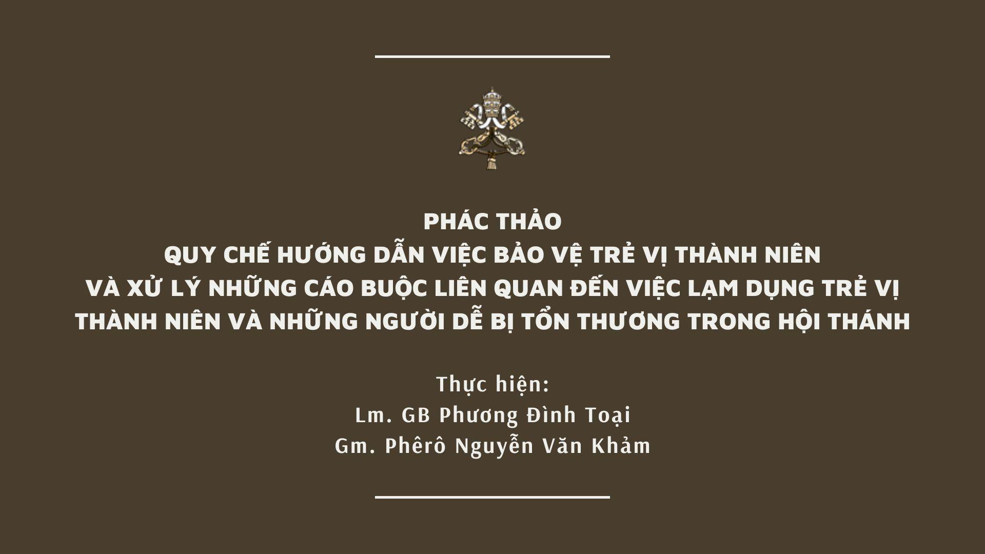 Phác thảo Quy chế hướng dẫn việc bảo vệ trẻ vị thành niên trong Hội thánh