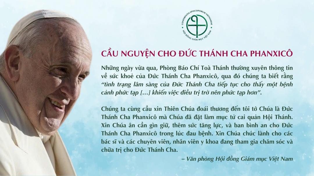 Hội đồng Giám mục Việt Nam cầu nguyện cho Đức Thánh Cha Phanxicô