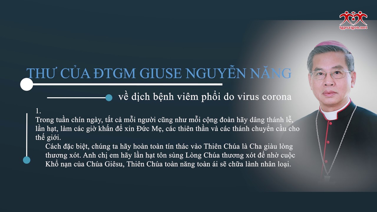 Thư của Đức Tổng Giám mục Giuse Nguyễn Năng về dịch bệnh viêm phổi do virus corona