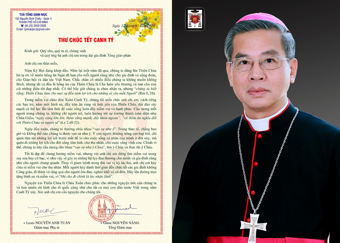 Tòa Tổng Giám mục  Sài Gòn - TP.HCM: Thư chúc Tết Canh Tý - 2020