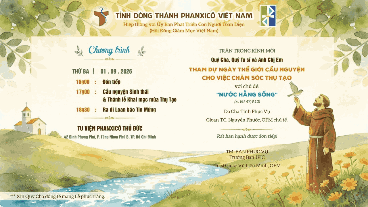 Cử hành Ngày Thế Giới cầu nguyện cho việc chăm sóc Thụ Tạo lần thứ 11 (01/09)