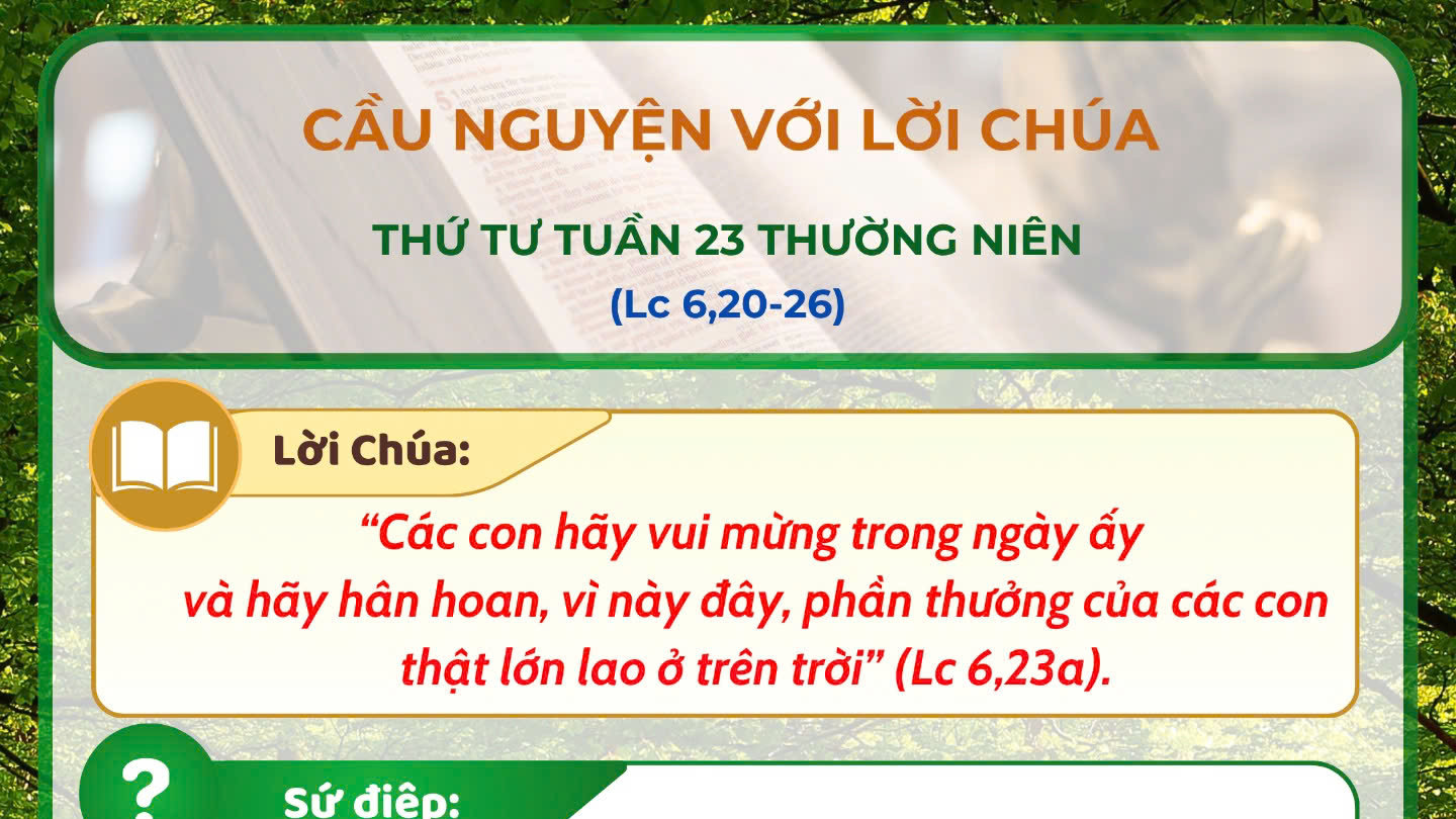 Cầu nguyện với Lời Chúa: thứ Tư tuần 23 thường niên năm A