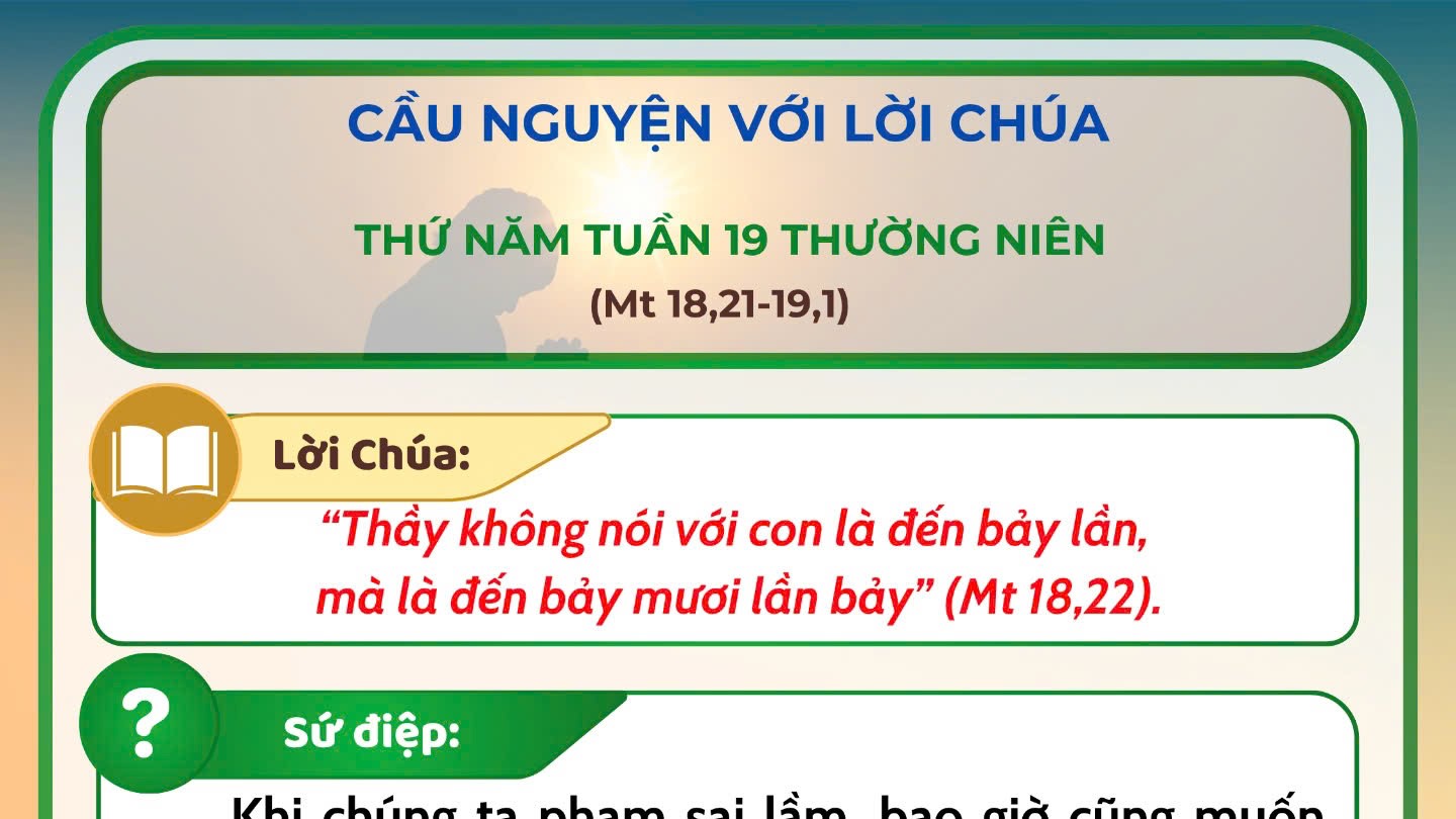 Cầu nguyện với Lời Chúa: thứ Năm tuần 19 thường niên năm C