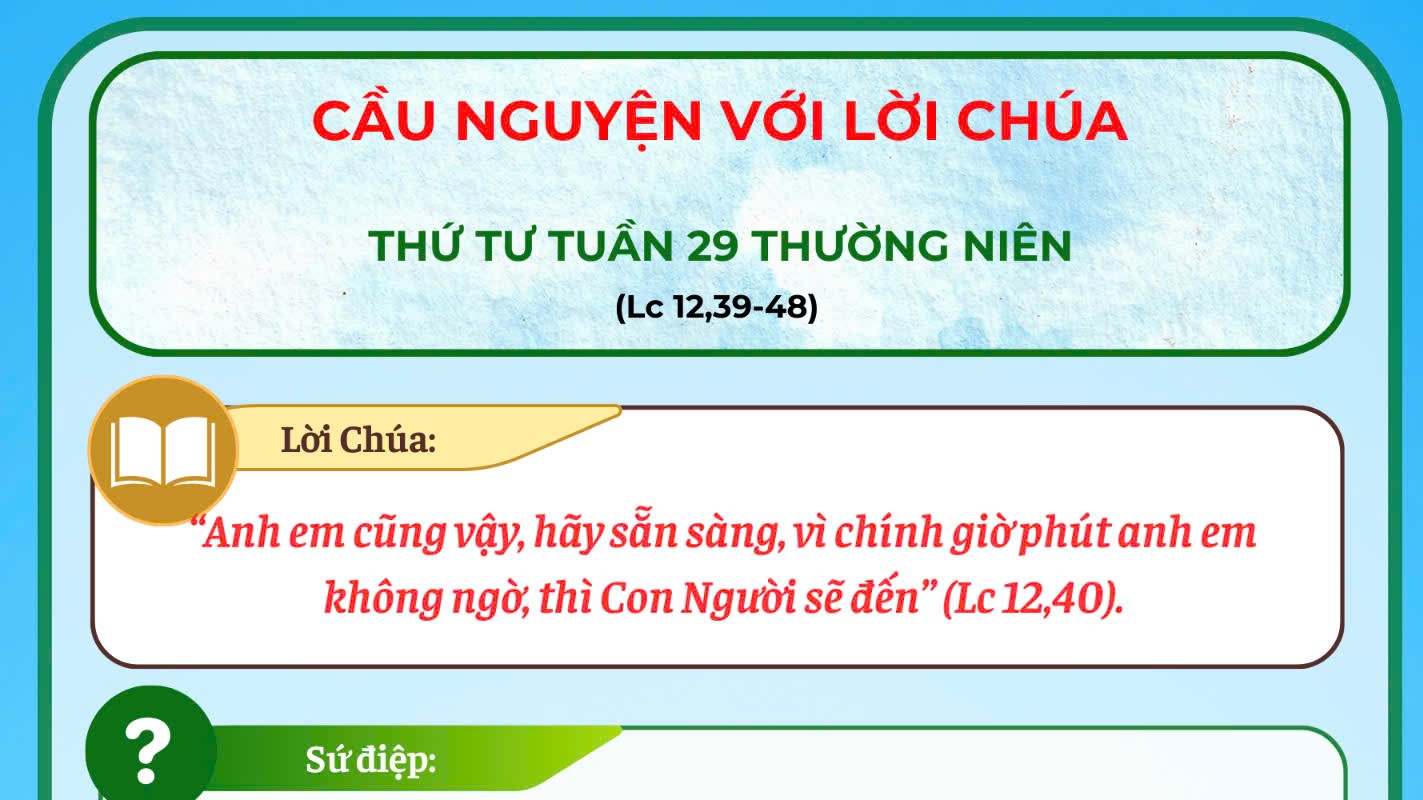 Cầu nguyện với Lời Chúa: Thứ Tư Tuần 29 Thường Niên