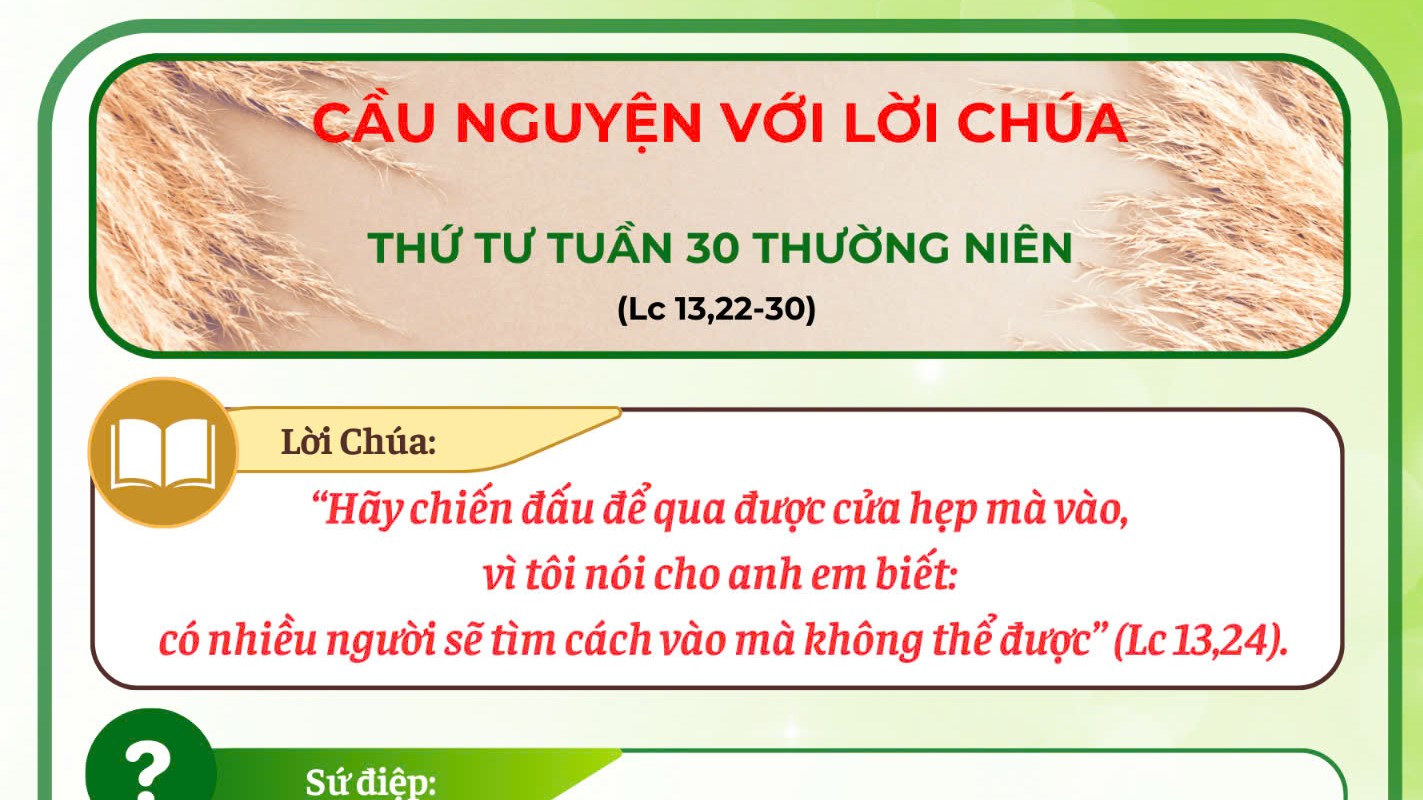 Cầu nguyện với Lời Chúa: Thứ Tư Tuần 30 Thường Niên