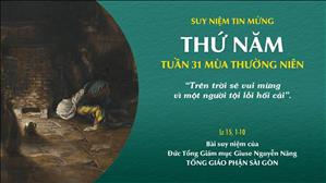 TGP Sài Gòn - Suy niệm Tin mừng: Thứ Năm tuần 31 mùa Thường niên (Lc 15, 1-10)