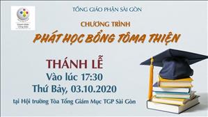 TGP Sài Gòn - Trực tuyến: Thánh lễ phát học bổng Tôma Thiện lúc 17:30 ngày 03-10-2020 tại Hội trường Tòa Tổng Giám mục