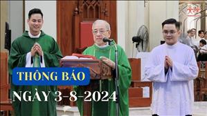 Nhà thờ Chính Tòa Đức Bà Sài Gòn: Thông báo ngày 3-8-2024