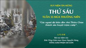 TGP Sài Gòn - Suy niệm Tin mừng: Thứ Sáu tuần 33 mùa Thường niên (Lc 19, 45-48)
