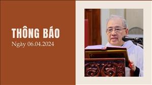 Nhà thờ Chính Tòa Đức Bà Sài Gòn: Thông báo ngày 6-4-2024