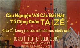 Cầu nguyện với các bài hát từ cộng đoàn Taizé - Tháng 10.2019 - trực tuyến