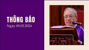 Nhà thờ Chính Tòa Sài Gòn: Thông báo ngày 9-3-2024