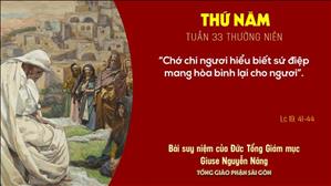 TGP Sài Gòn: Suy niệm Tin mừng ngày 19-11-2020: thứ Năm tuần 33 mùa Thường niên - ĐTGM Giuse Nguyễn Năng