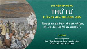 TGP Sài Gòn - Suy niệm Tin mừng: Thứ Tư tuần 29 mùa Thường niên (Lc 12, 39-48)