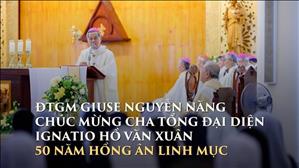 ĐTGM Giuse Nguyễn Năng chúc mừng cha TĐD Ignatio Hồ Văn Xuân