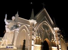 Thượng tượng Thánh Giáo Hoàng Gioan Phaolô II lên lễ đài tại Trung tâm Mục vụ TGP Sài Gòn
