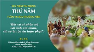 TGP Sài Gòn - Suy niệm Tin mừng: Thứ Năm tuần 10 mùa Thường niên (Mt 5, 20-26)