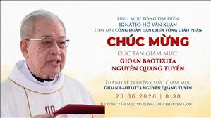  Linh mục Tổng Đại diện Ignatio chúc mừng Đức Tân Giám mục GB Nguyễn Quang Tuyến
