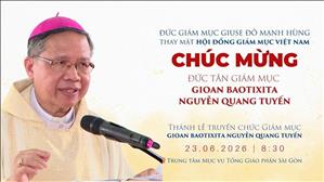  ĐGM Giuse Đỗ Mạnh Hùng chúc mừng Đức Tân Giám mục GB Nguyễn Quang Tuyến