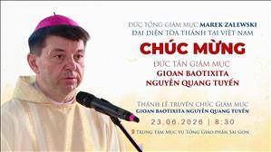  ĐTGM Marek Zalewski chúc mừng Đức Tân Giám mục GB Nguyễn Quang Tuyến