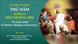 TGP Sài Gòn - Suy niệm Tin mừng: Thứ Năm tuần 15 mùa Thường niên (Mt 11, 28-30)
